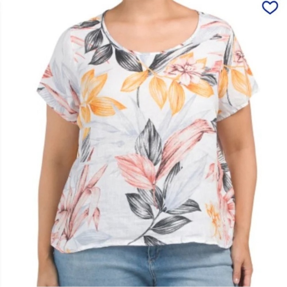 🆕 C&C California 100% linen floral top XL
